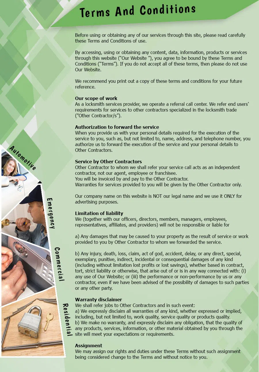 Anaheim Lock & Key Anaheim, CA 714-660-0403 - TermsAndConditions-2
